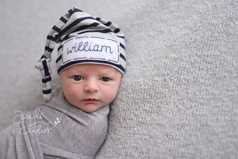 newborn boy coming home outfit - baby knot hat name - personalized newborn gifts - hospital hat - photo prop 