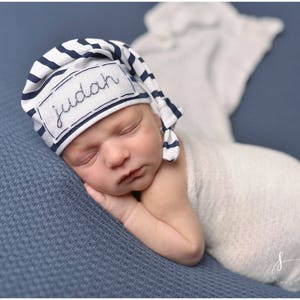 newborn name hat baby boy hat newborn boy coming home outfit personalize newborn hat personalized baby beanie newborn photo prop image 2