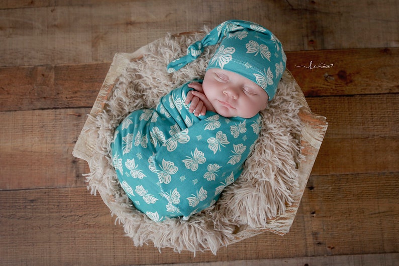 add a matching swaddle butterfly print