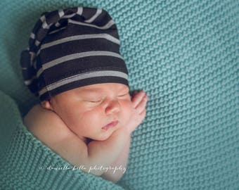 coming home outfit - black - knot hat - hospital hat - newborn knot hat - baby boy hat - baby shower gift