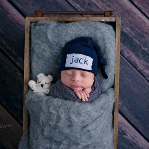 newborn boy coming home outfit baby knot hat name monogramed hat personalized hospital hat newborn photo prop image 4