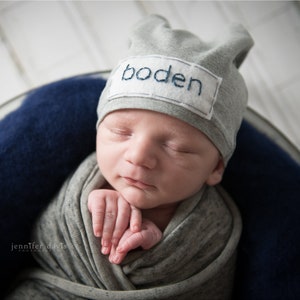 Hospital Hat Boy Baby Name Hat Newborn Boy Gift Baby Shower Gift image 3