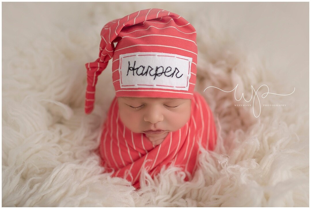 Newborn Hospital Hat Personalized Newborn Hat New Baby Gift Baby Girl
