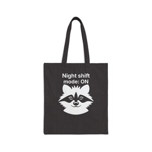 Night Shift Nurse Tote Bag for Overnight Shifts – RN Work Bag, Nurse Gift, Hospital Work Tote, Nurse Essentials, Black Cotton Canvas