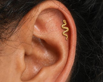 Titan Schlange Threadless Push Pin Ohrring, Titan Knorpel Bolzen, Schlange Helix Tragus Conch Piercing, 16G 18G 20G
