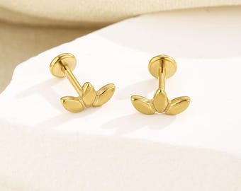 16g 18g 20g Titan Blatt Kletterer fadenlose Druckstift Bolzen, flache Rückseite Ohrring, Knorpel Tragus Helix Conch Bolzen
