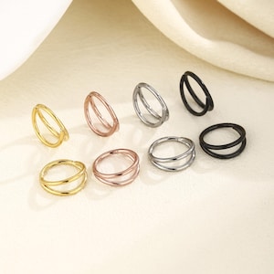 16g 18g 20g Titanium Double Clicker Hoop Earring, Hinged Segment Ring, Double Hoop Cartilage Helix Tragus Piercing Jewelry