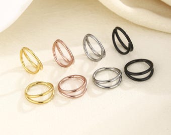 Boucle d'oreille double cliquet en titane 16 g 18 g 20 g, anneau segmenté articulé, bijoux piercing Cartilage Helix Tragus double