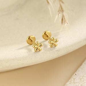 16g 18g 20g Titanium Daisy Flower Threadless Push Pin Stud, Flat Back Earring, Cartilage Tragus Helix Conch Stud, Earring stud