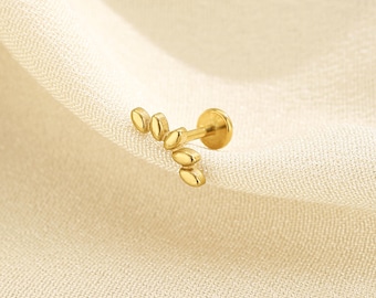 Titan Blatt Zweig Threadless Push Pin Ohrring, Titan Knorpel Bolzen, Gold Silber Helix Tragus Conch Piercing, 16G 18G 20G