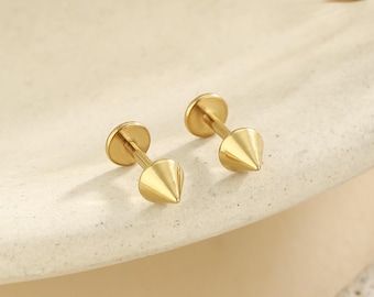 16g 18g 20g Titan Spike fadenlose Push Pin Labret, Spike Ohrring mit flacher Rückseite, Knorpel Tragus Helix Bolzen, kleiner Bolzen, Nasenstecker