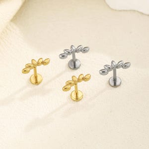 16g 18g 20g Titan Kletterer fadenlose Druckstift Bolzen, Blatt gebogen, Ohrring mit flachem Rücken, Knorpel Tragus Helix Bolzen, kleiner Bolzen 5 mm-10 mm