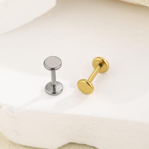 16g 18g 20g Titanium Disc Threadless Push Pin Labret, Circle Flat Back Earring, Cartilage Tragus Helix Stud, Tiny Stud, Nose Stud 5mm-10mm