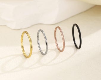 20G/18G/16G Titanium Clicker Hoop Earring, Hinged Segment Ring, Cartilage Helix Tragus Nose Hoop, Minimalist Jewelry
