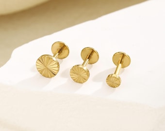 16g 18g 20g Titan Quirl Disc Threadless Push Pin Labret, kleine Kugel Ohrring mit flachem Rücken, Knorpel Tragus Helix Bolzen, kleiner Bolzen, Nasenstecker