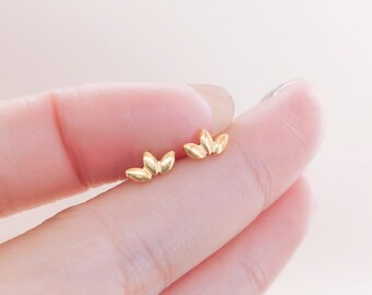 16g 18g 20g Titanium Leaf Climber Threadless Push Pin Stud, Flat Back Earring, Cartilage Tragus Helix Conch Stud
