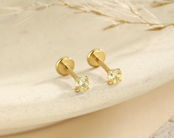 16g 18g 20g Titan Gelb Cz fadenlosen Push-Pin Labret, Cz Flach zurück Ohrring, Knorpel Tragus Helix Bolzen, kleiner Nasenstecker