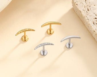Titan Flat Back Kletterer Ohrring, fadenlose Druckstift Knorpel Gestüt, gebogene Bar Helix Tragus Conch Gestüt Labret Gestüt