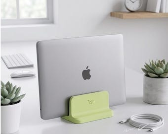 Soporte vertical minimalista para portátil impreso en 3D / De 1 a 4 ranuras / Organizador de escritorio de pared sólida