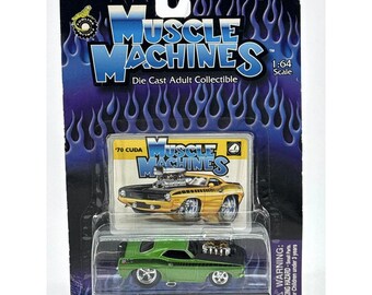 Muscle Machines Plymouth Cuda Green 1:64 Diecast Mopar Car 1970