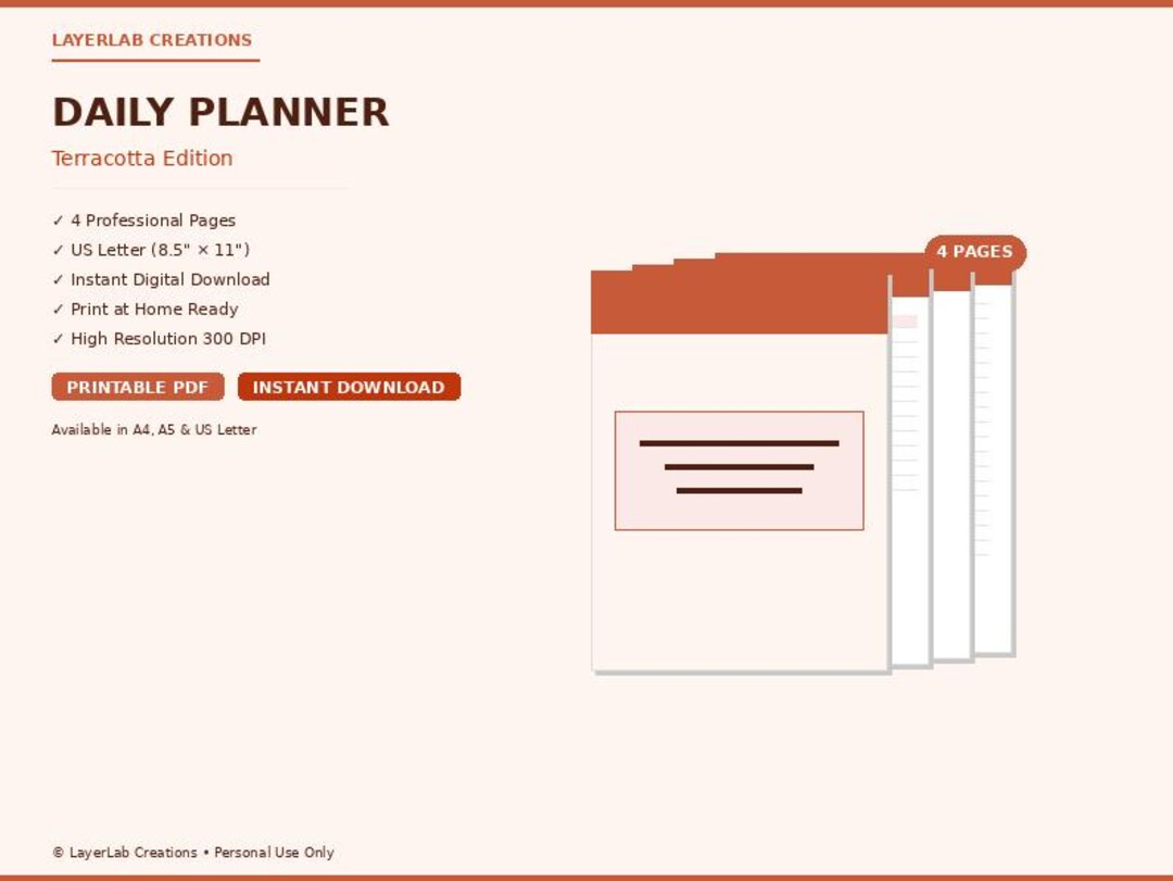 Journal Routine Templates Daily Journal Planner Printable | Terracotta Gratitude & Schedule ...