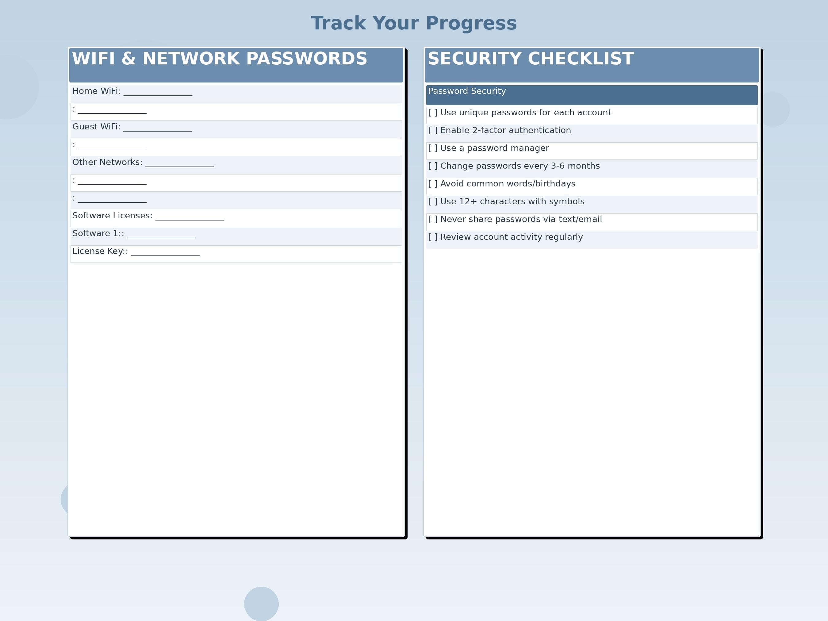 Family Password Organizer | Dusty Blue Shared Account Log | Household ...