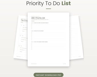 Priority To Do List Printable, Tiered Task Checklist PDF, Brain Dump Sheet, Get Things Done Planner, Instant Download, Cream