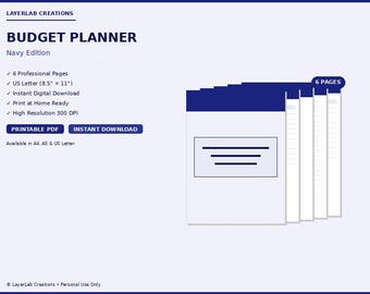 College Student Budget Planner | Navy Simple Monthly Tracker | Dorm Life Finance PDF