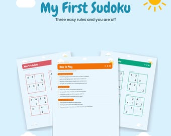 Sudoku für Kinder zum Ausdrucken, 32 einfache Sudoku-Rätsel (4x4 & 6x6) mit Lösungen, Spielanleitung, Rätselbuch für Kinder, Sofort-Download