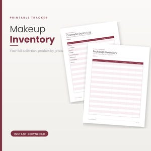 Makeup Inventory Printable, Beauty Product Tracker PDF, Cosmetic Expiry Log, Instant Download