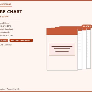 May include: A terracotta-colored chore chart titled "CHORE CHART Terracotta Edition" with the text "PRINTABLE PDF" and "INSTANT DOWNLOAD". The chart includes 4 pages and is available in US Letter size.