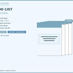 Checklist Template Printable | Dusty Blue Beautiful Checkbox List | Project Task Tracker PDF