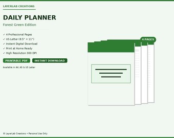 Mom Daily Planner Template | Forest Green Busy Mom Schedule | Family Routine Organizer PDF