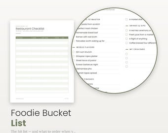 Foodie Bucket List Printable, Restaurant Checklist PDF, Date Night Ideas List, Instant Download