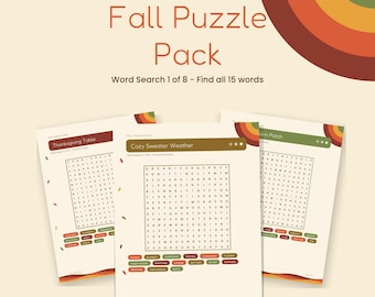Herbstliches Rätselpaket zum Ausdrucken: Wortsuche, Maislabyrinthe & Sudoku in Großdruck, Rätselabend für die ganze Familie, Lösungen, Sofort-Download