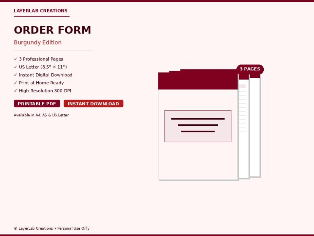 Craft Show Order Form | Burgundy Vendor Sales Template | Market Day ...