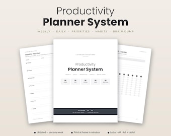 To Do Liste, Tages- und Wochenplaner PDF, Habit Tracker, Brain Dump, Produktivitätsplaner, Sofort Download