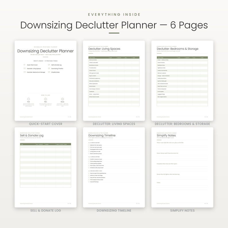 Declutter Checklist Printable, Downsizing Moving Planner PDF, Minimalist Moving Out List, Instant Download image 2