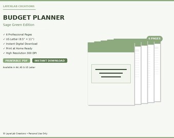 Small Business Budget Template | Sage Green Freelancer Finance Tracker | Self-Employed Expense PDF