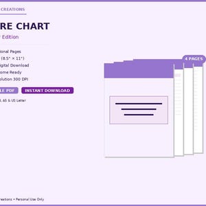 May include: A lavender-themed chore chart with the text "CHORE CHART" and "Lavender Edition." The image shows a stack of four pages with a simple design. The chart is available as a printable PDF and instant download.