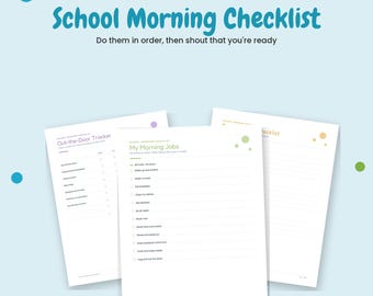 Checkliste für den Schulmorgen (zum Ausdrucken), Morgenroutine-Plan für Kinder, Abendvorbereitungsliste & Abfahrtsplaner, Sofort-Download