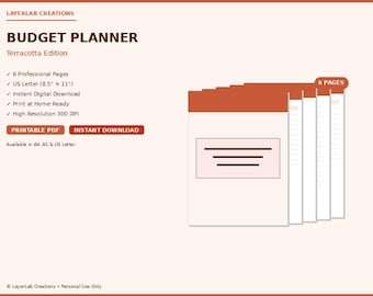 2026 Annual Budget Planner Printable | Terracotta Yearly Finance Calendar | Income Expense PDF