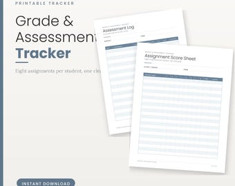 Druckbare Notenübersicht, Vorlage für Lehrer-Notenbücher, Bewertungsprotokoll & Übersicht fehlender Arbeiten, Checkliste zu den Standards, Sofort-Download