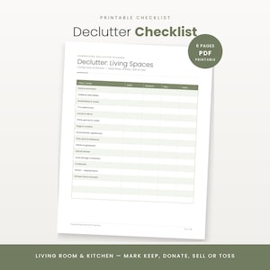 Lista de verificación para ordenar e imprimir, planificador de mudanza para reducir el tamaño de su hogar en PDF, lista minimalista para mudarse, descarga instantánea.