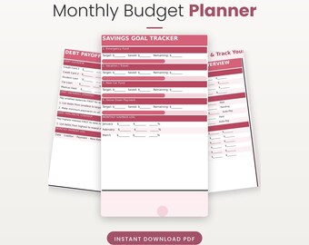 Monthly Budget Planner Printable, Budget Template PDF, Finance Tracker Bundle, Money Planner Instant Download, Blush Pink