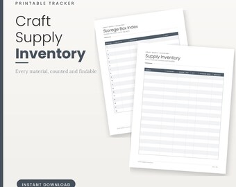 Craft Supply Inventory Printable, Art Material Tracker PDF, Project Stock List, Instant Download