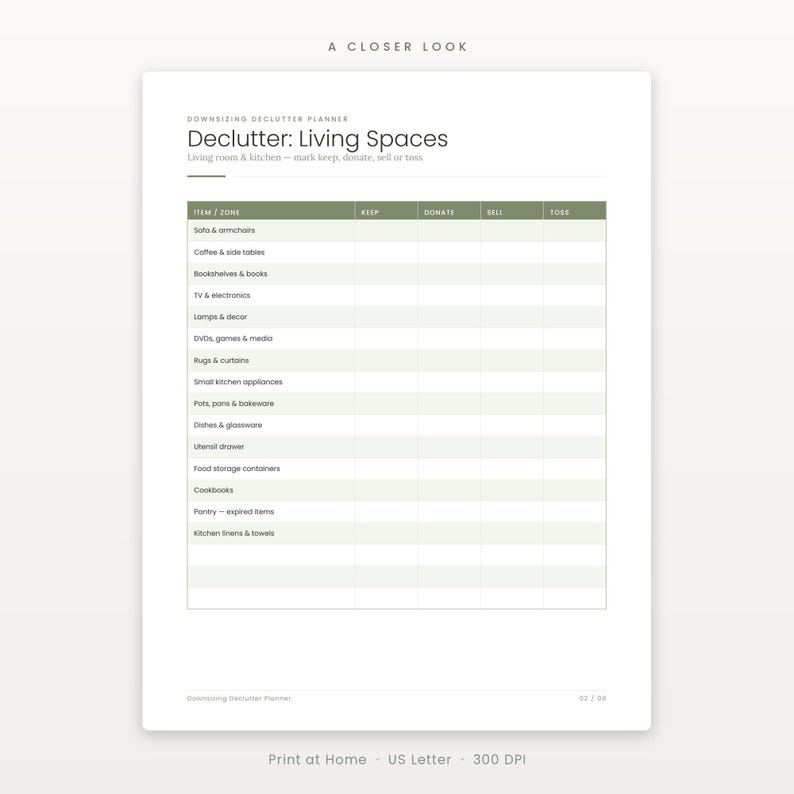 Declutter Checklist Printable, Downsizing Moving Planner PDF, Minimalist Moving Out List, Instant Download image 3