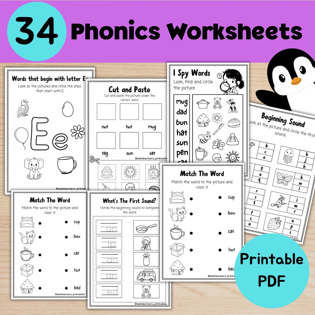 Phonics Worksheets | Preschool & Kindergarten CVC Words (PDF Download