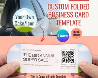 Custom Shape Popup Card Template | Folded Business Card Template | Digital Download