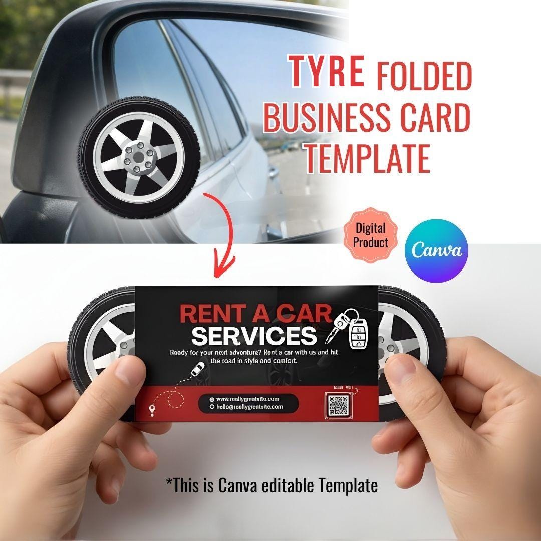 Car Rental Business Card Template | Editable QR Code Canva Design ...